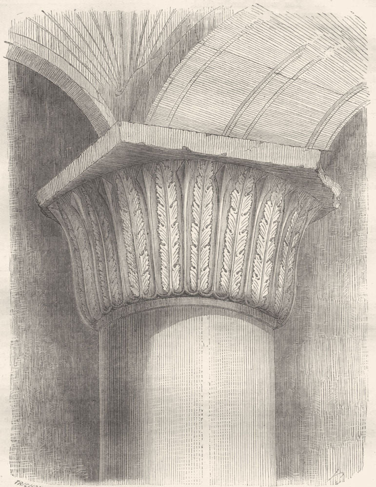 ISRAEL. Jerusalem. Another Pillar, Vaults Temple 1870 old antique print